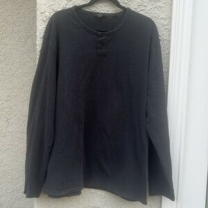 VINCE Men's Brushed Cotton Grey Jersey Henley Button Long Sleeve Top Size XXL